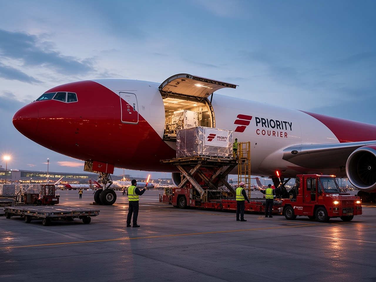 Freighter being built at a Priority Courier air hub
